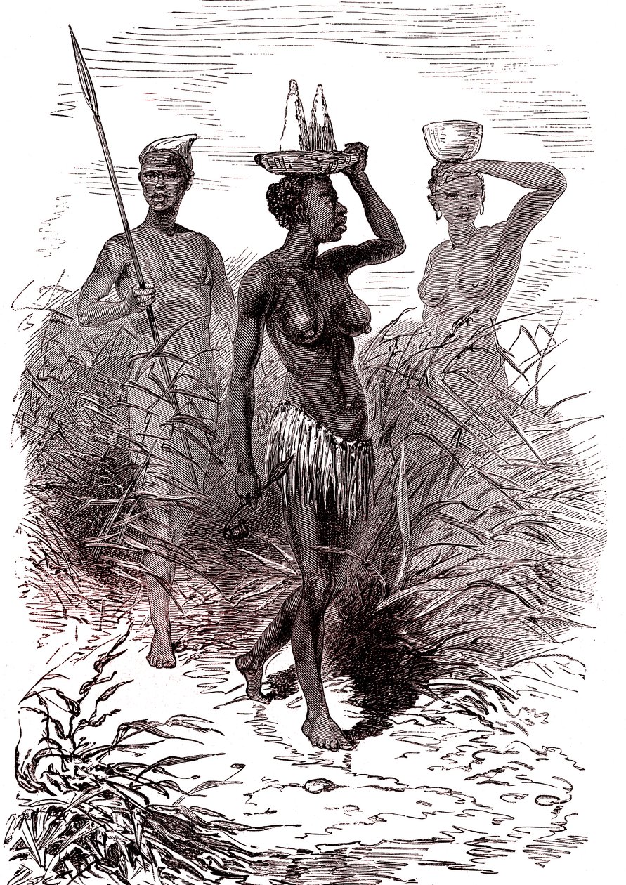 Natives of the Nuer Tribe, Upper Nile Valley by Alphonse Marie de Neuville