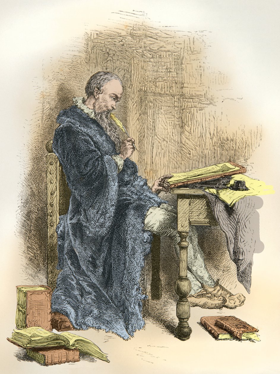 Portrait of Clément Marot at his desk by Alphonse Marie de Neuville
