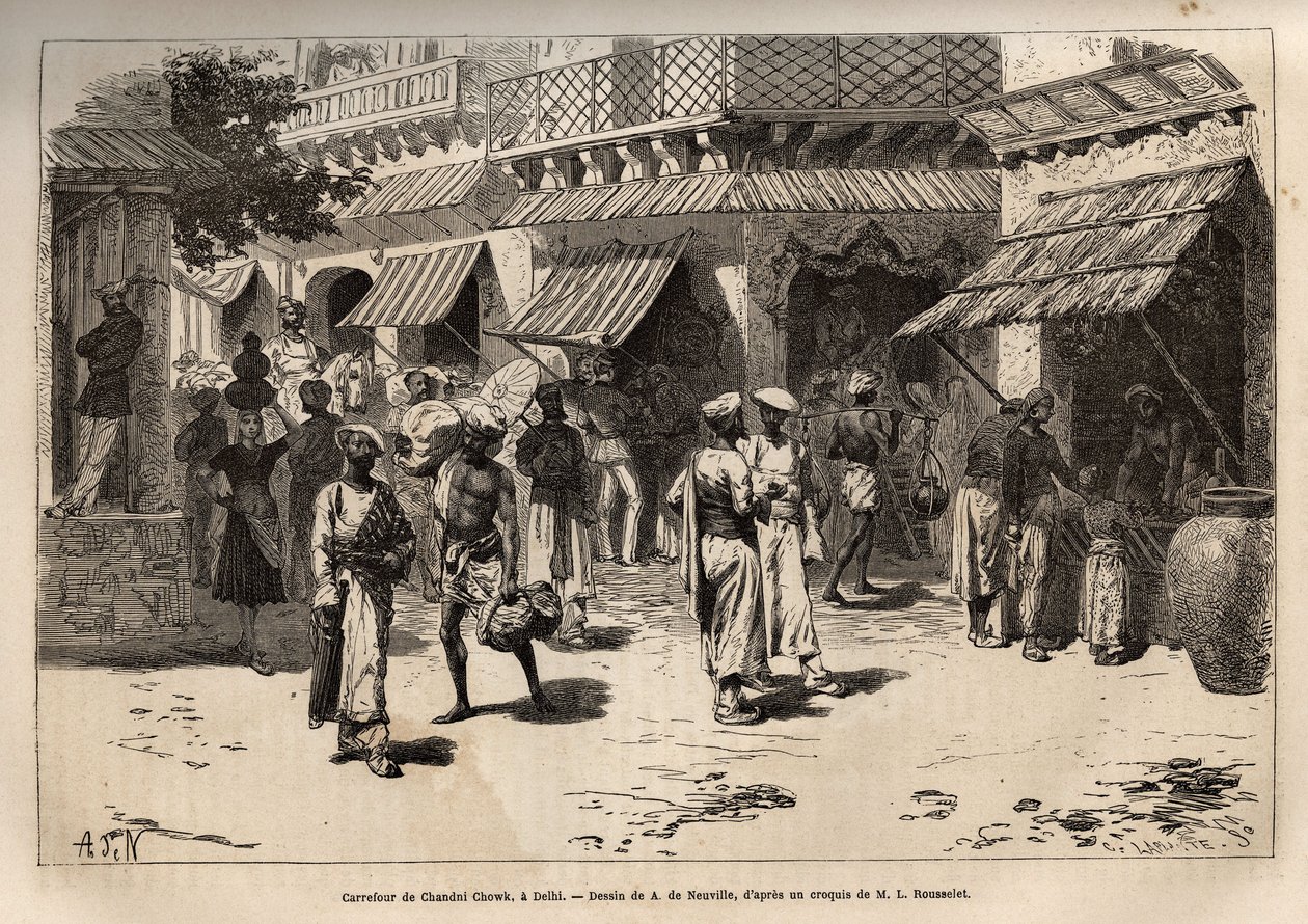The Crossroads of Chandni Chowk by Alphonse Marie de Neuville