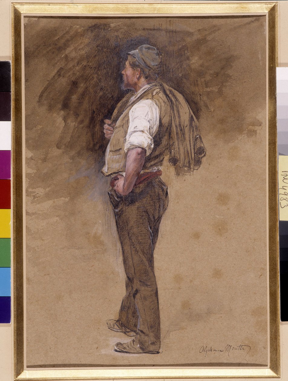 Farmer with the Jacket on His Head by Alphonse Moutte