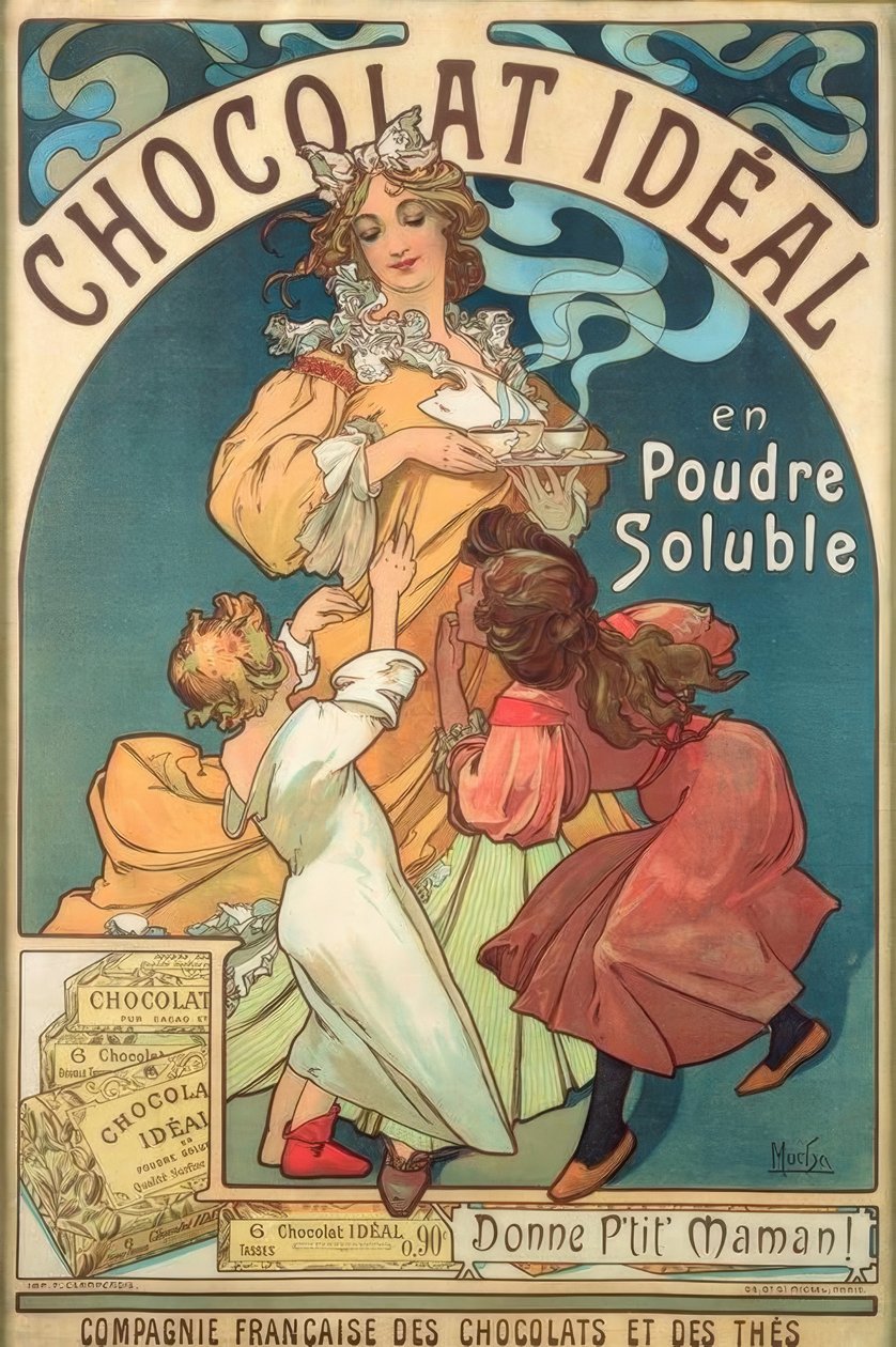 Ideal Soluble Powdered Chocolate by Alphonse Mucha
