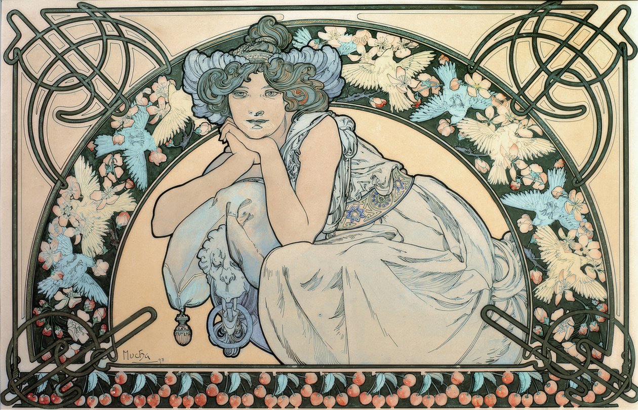 Cherry Blossom by Alphonse Mucha