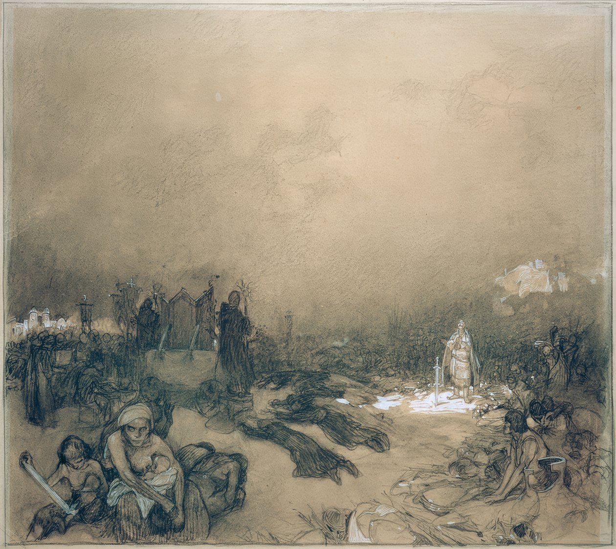 After the Battle on Mount Vítkov by Alphonse Mucha