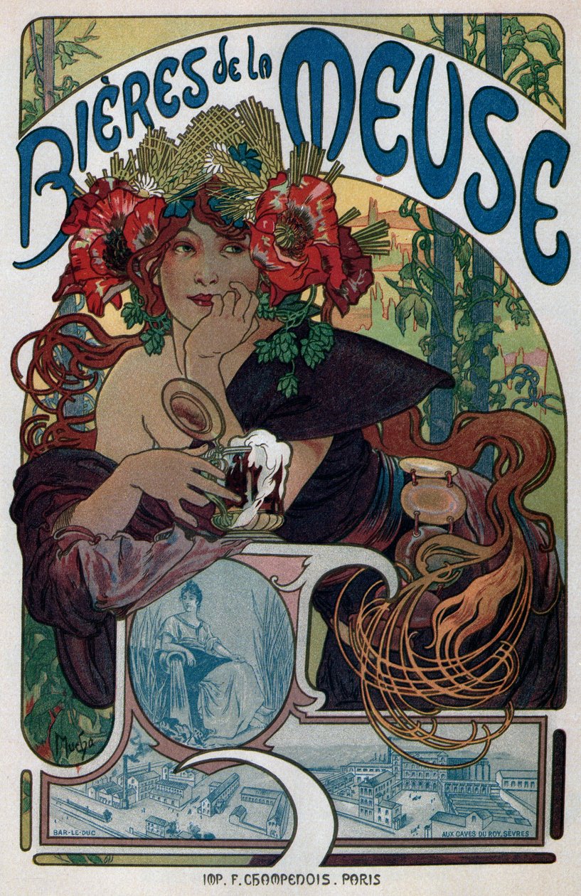 Poster for the Bieres de la Meuse by Alphonse Mucha