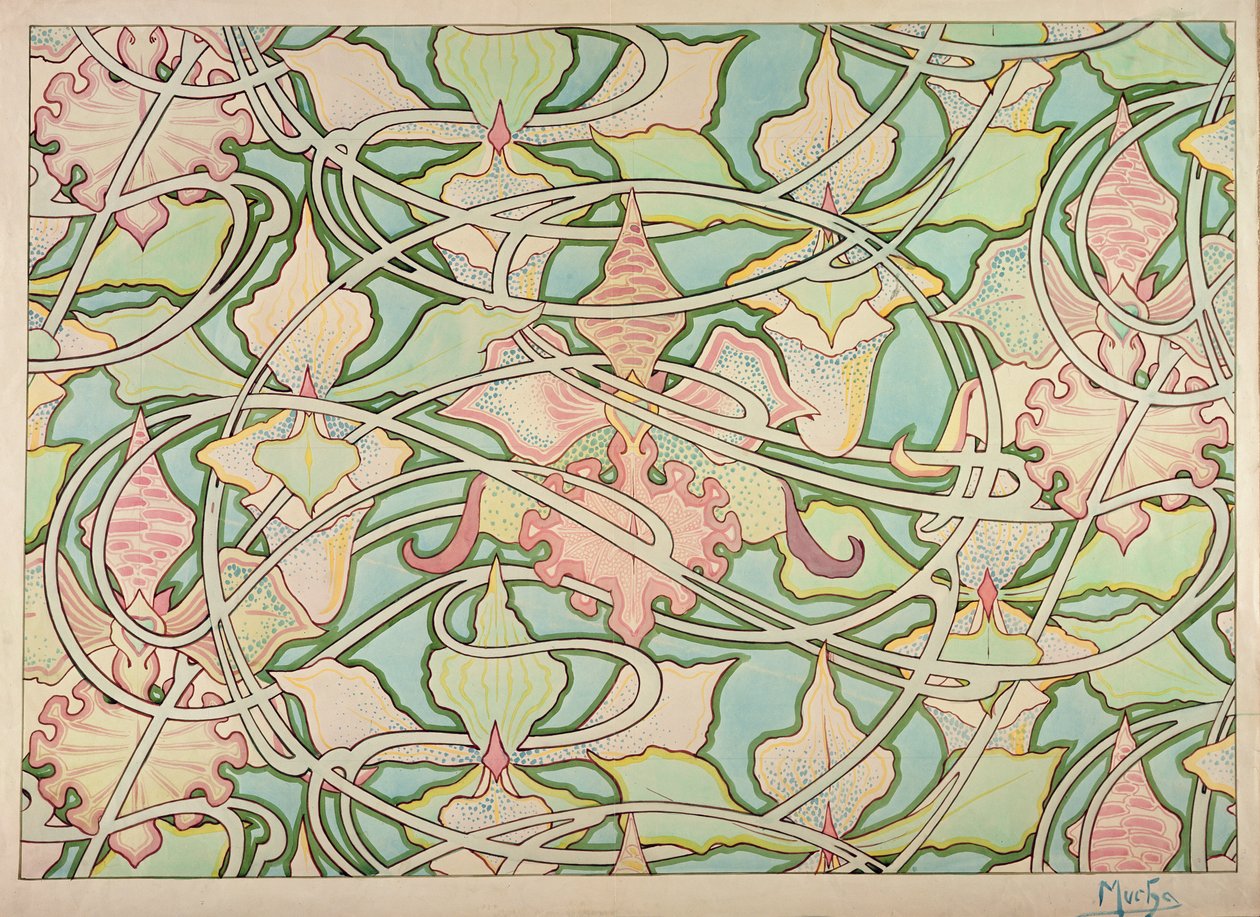 Wallpaper design by Alphonse Mucha