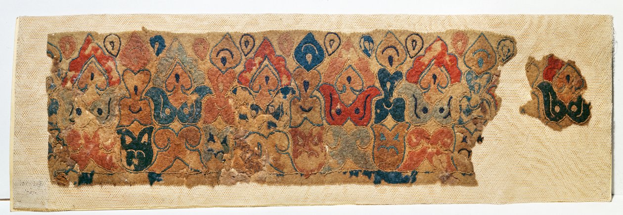 Fragment of a hanging bordered with flowers and lotus buds by Altaic School