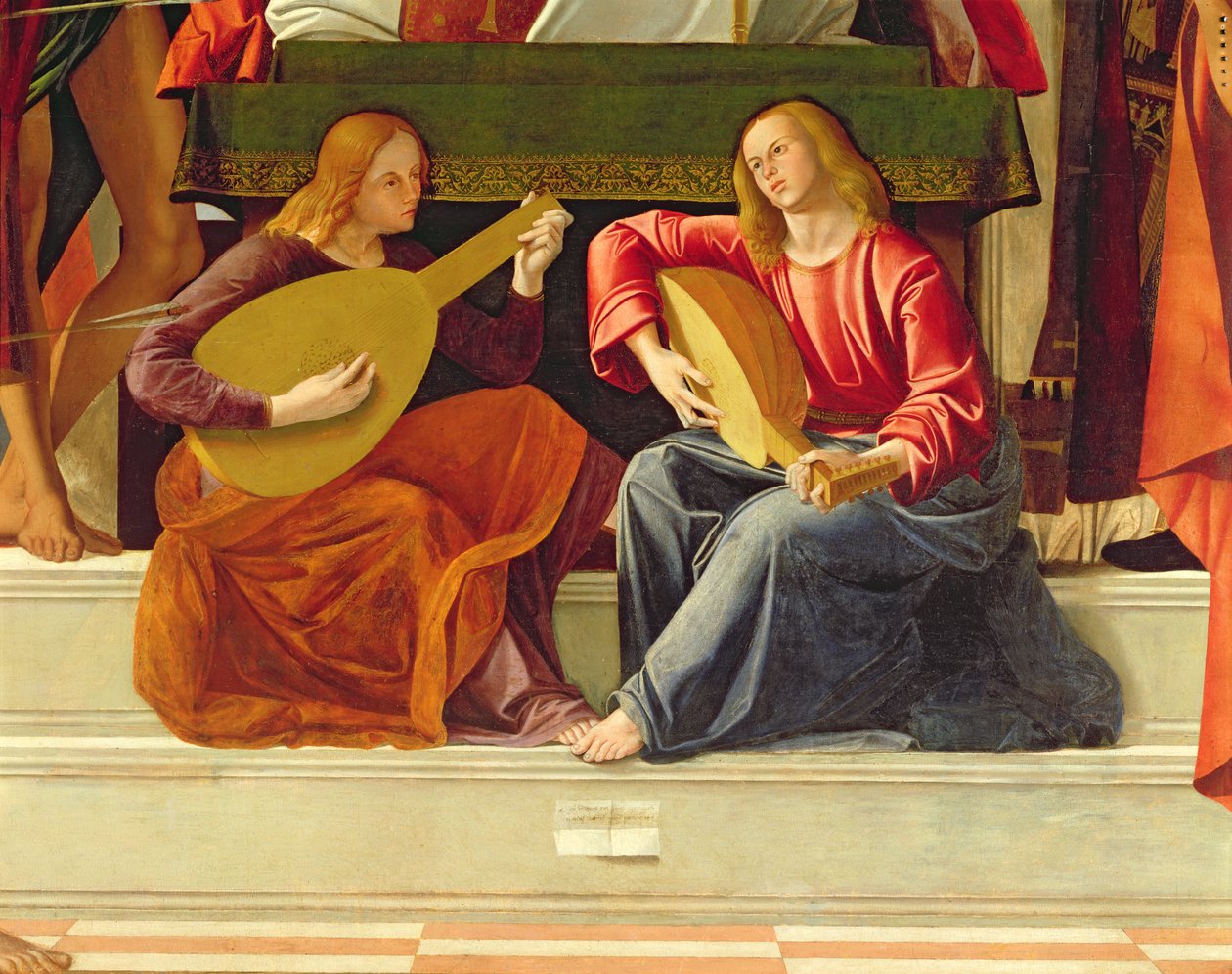 The angel musicians, from the altarpiece of Saint Ambrose (detail) by Alvise Vivarini