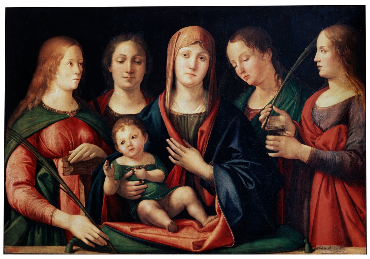 Madonna and Child with Mary Magdalen, Saint Catherine and two Saints by Alvise Vivarini