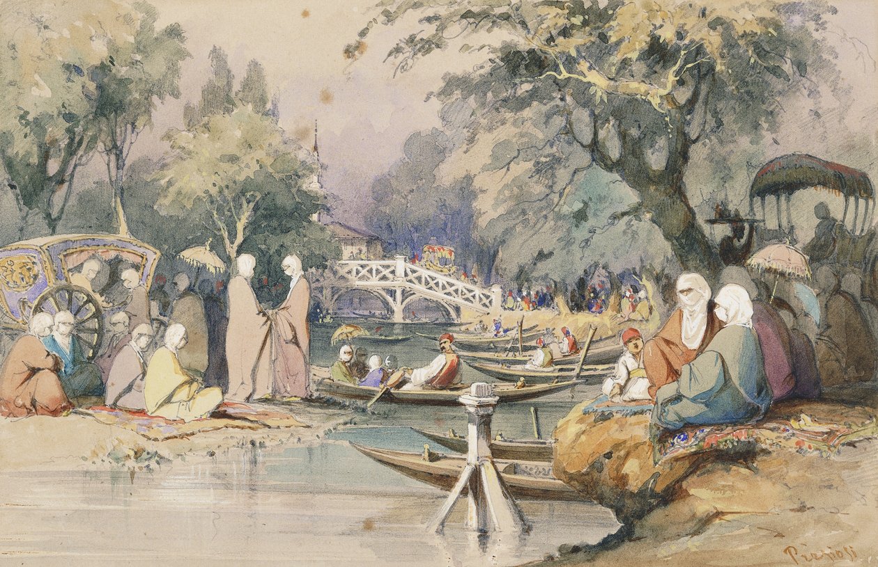 Turks at the Temple of Sweet Waters, Constantinople by Amadeo Preziosi