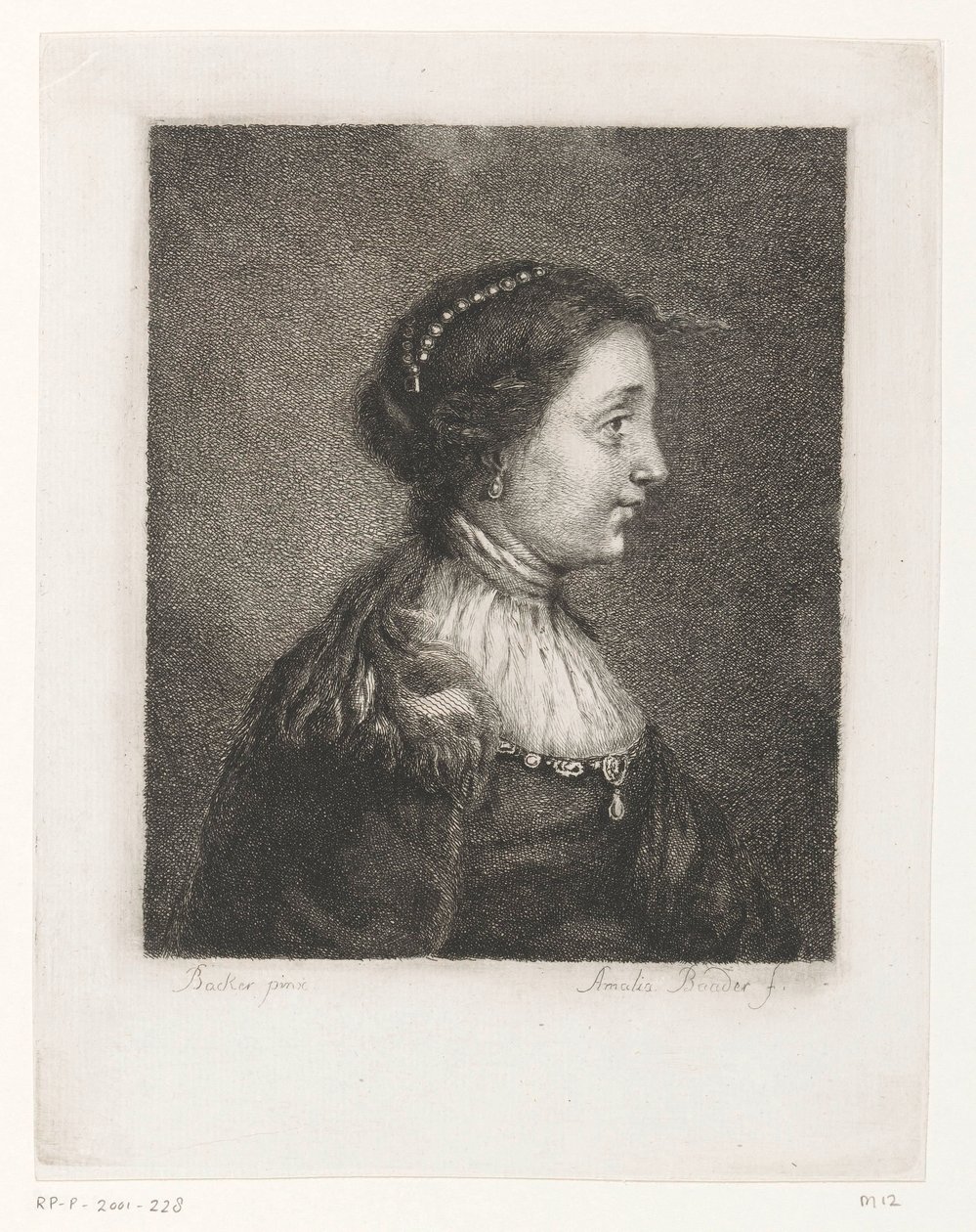 Bust of a Woman with Pearls in Her Hair by Amalie Baader