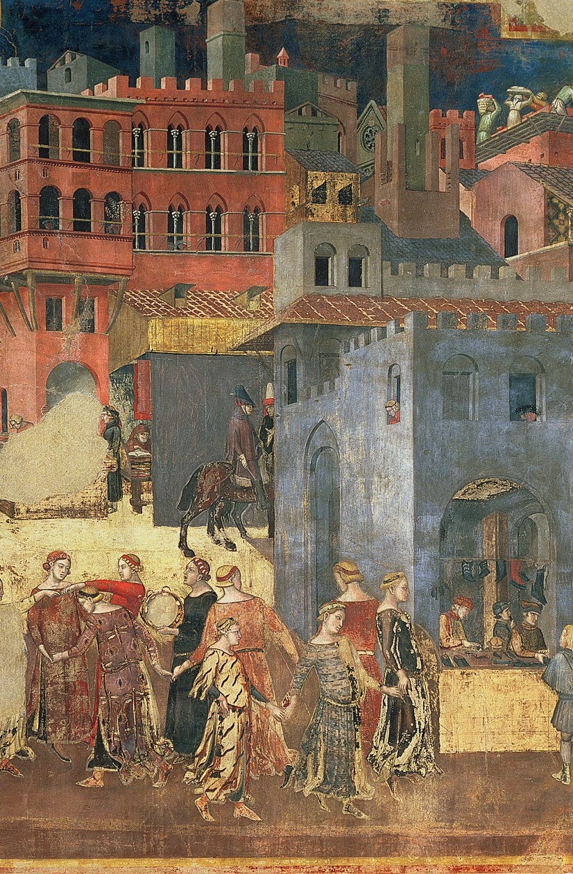 Good Government in the City, 1338-40 (detail) by Ambrogio Lorenzetti