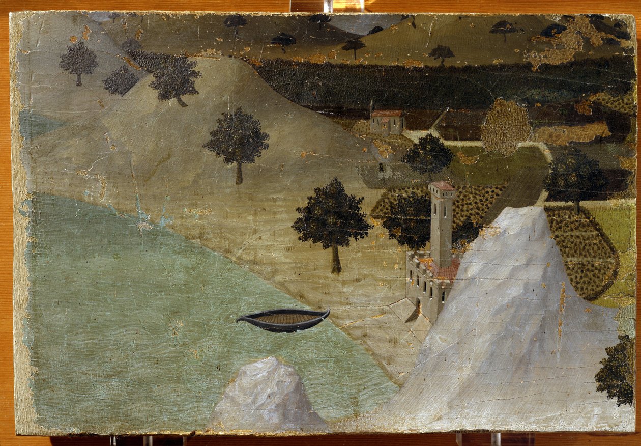 A Castle Standing by a Lake by Ambrogio Lorenzetti