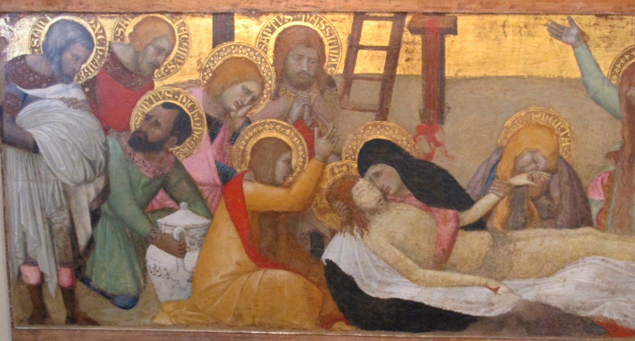 Madonna with Child and Saints Mary Magdalene and Martha, Lamentation by Ambrogio Lorenzetti