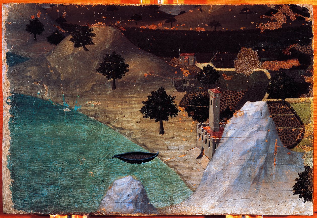 Castle by the lake by Ambrogio Lorenzetti