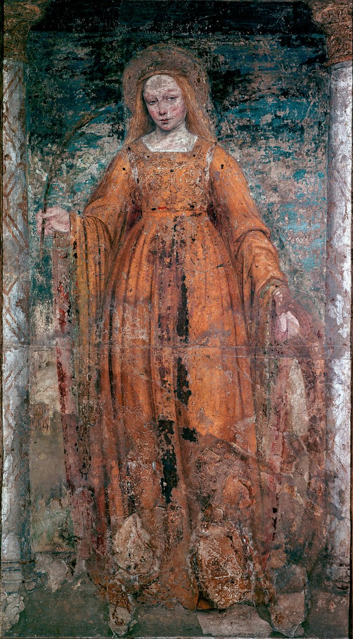Saint Catherine of Siena. Fresco by Ambrogio da Fossano called Bergognone (1460-1523). Milan, Pinacoteca di Brera by Ambrogio da Fossano (c.1460 1523) (attr.to)
