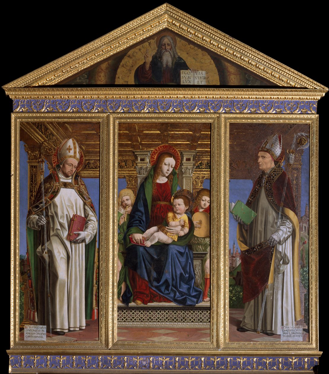 Virgin and Child with the Saints Saint Hugh of Avalon and Saint Hugh of Grenoble by Ambrogio da Fossano (c.1460 1523)