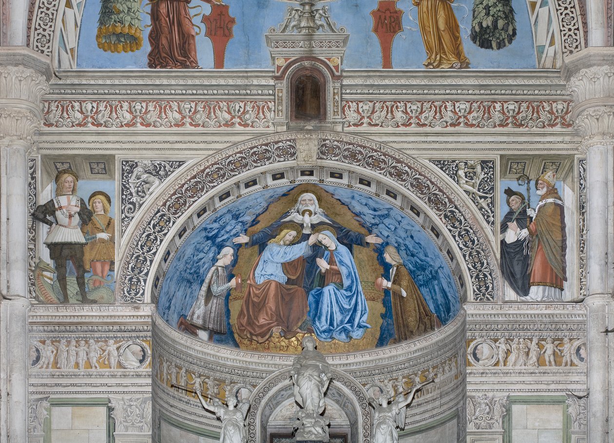 Coronation of the Virgin Mary with God and the Holy Spirit Between Francesco and Ludovico Sforza by Ambrogio da Fossano