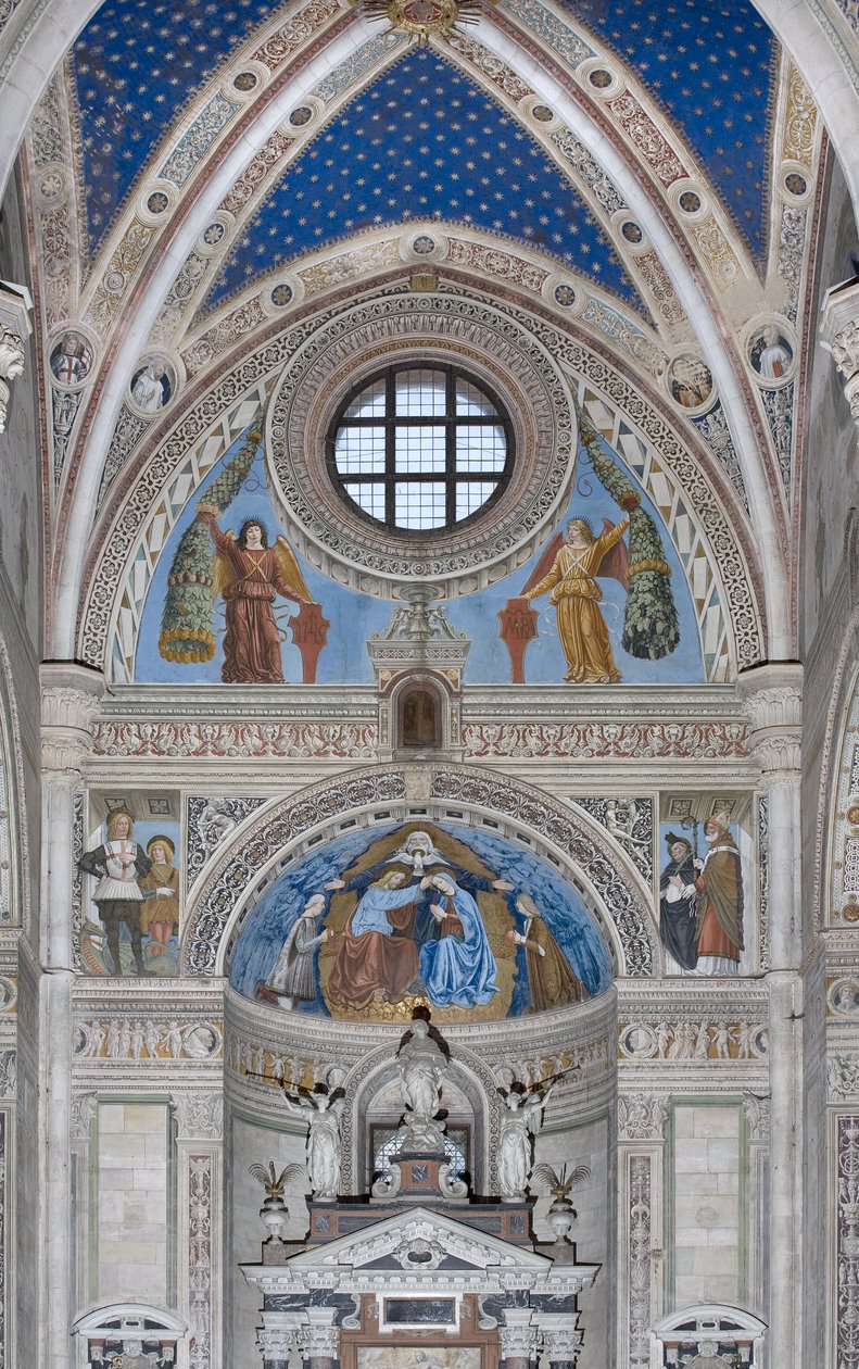 Coronation of the Virgin Mary with God and the Holy Spirit Between Francesco and Ludovico Sforza by Ambrogio da Fossano
