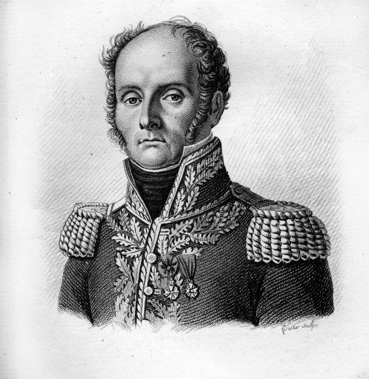 General Charles - Théodore Beauvais de Préau (1772-1830) in Portraits des Généraux Français. Engraved by Ambroise Tardieu in 1818. Stella Collection by Ambroise Tardieu