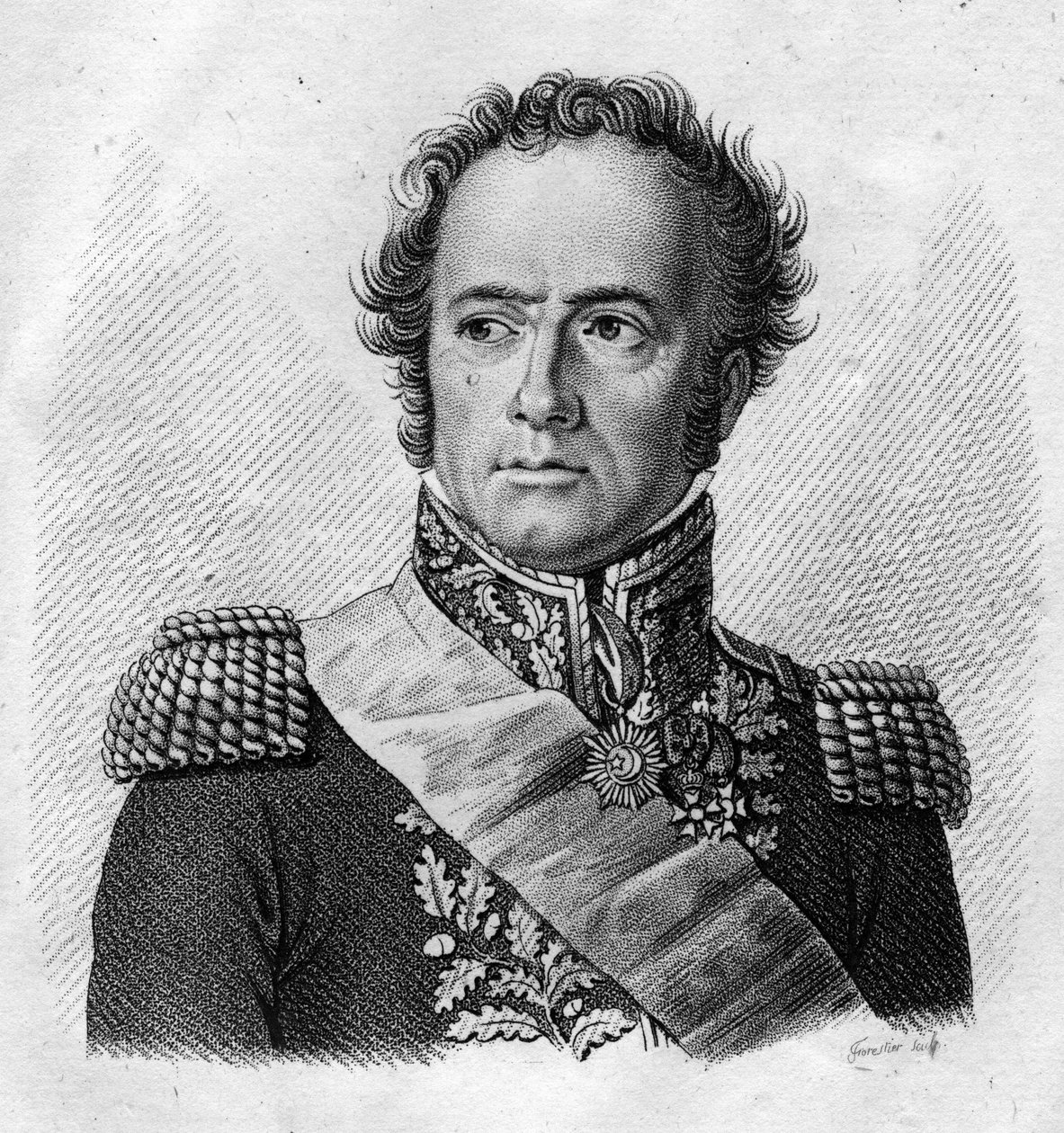 Maximilien Sébastien Foy, French General and politician - in Portraits of the French generals following the victories and conquests of the French. Engraved by Ambroise Tardieu in 1818. Stella Collection by Ambroise Tardieu