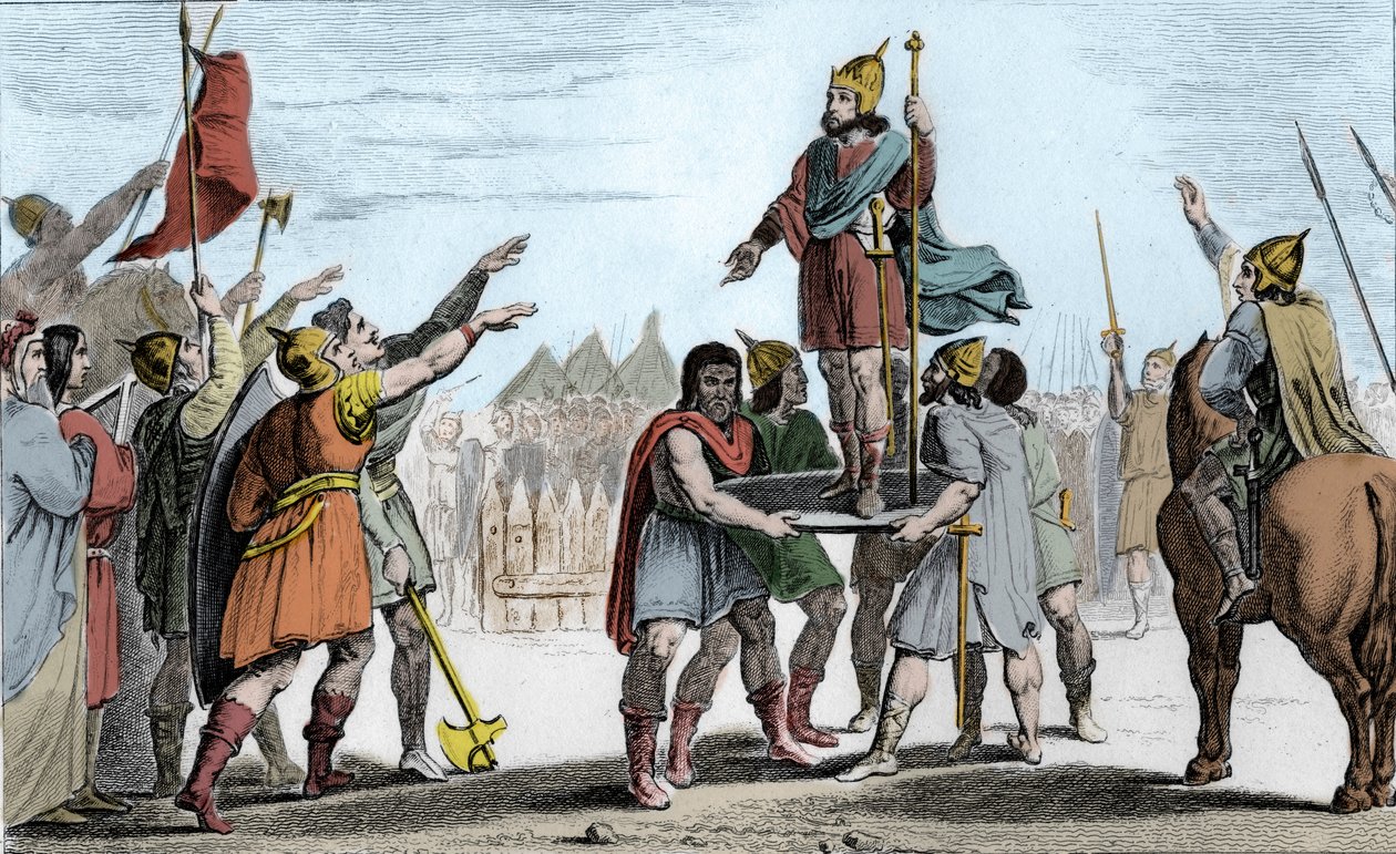 Pharamond I, King of the Franks. Raised Up on a Shield by His People Who Have Elected Him King by Ambroise Tardieu