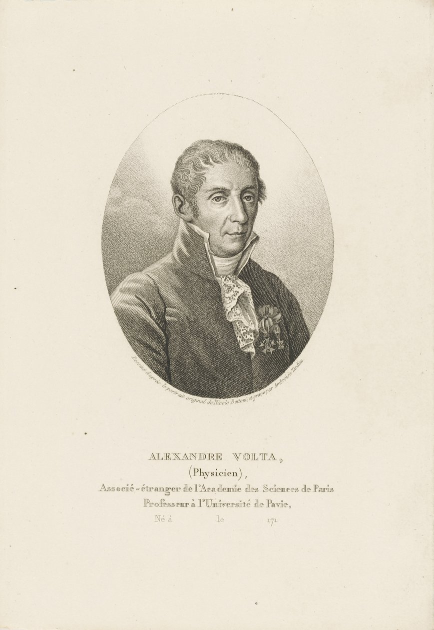 Portrait of Alessandro Volta 1745-1827, ca 1820 by Ambroise Tardieu