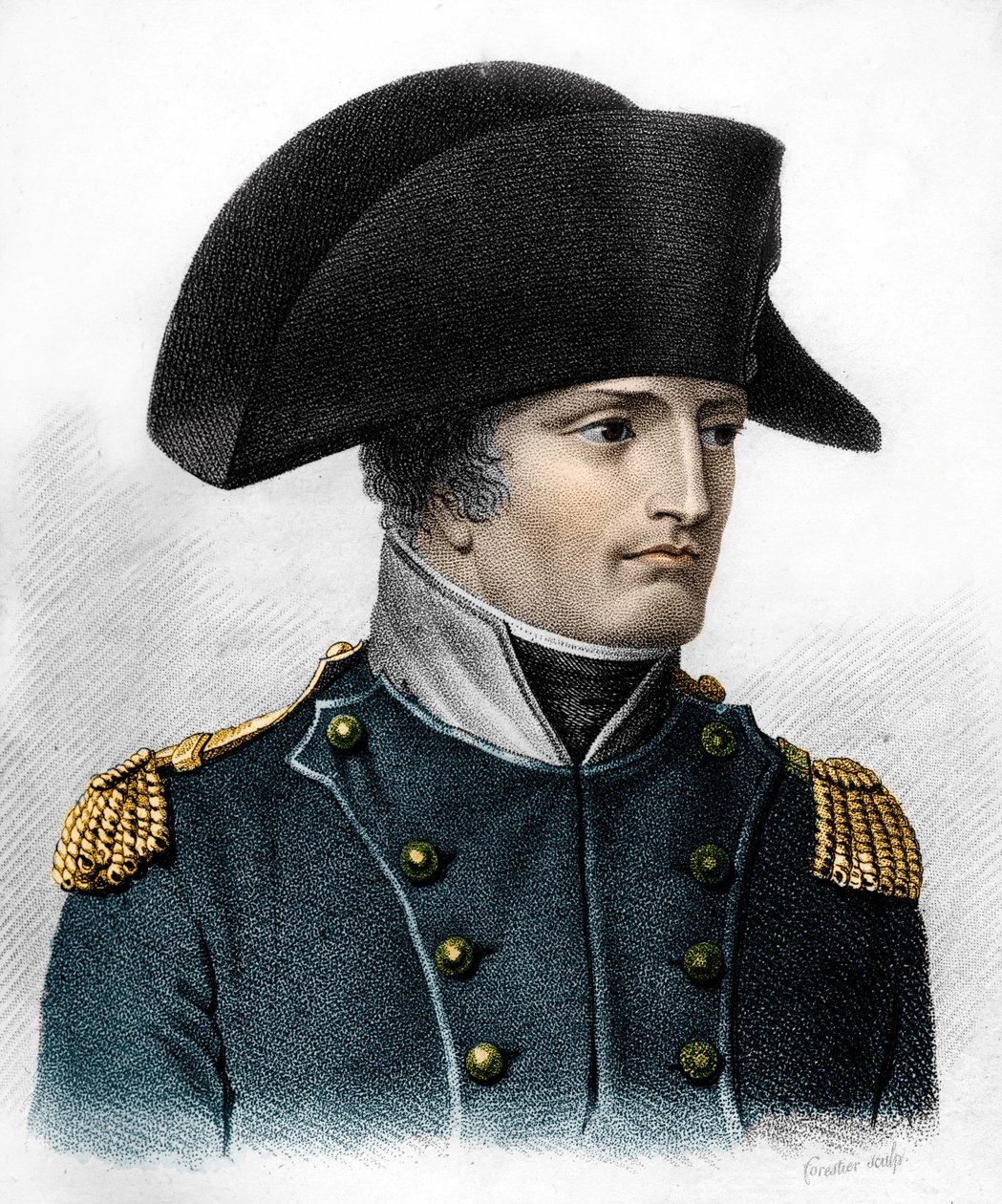Portrait of Napoleon at the Time of the Battle of Austerlitz (1805) - in Portraits of the French Generals Following the Victories and Conquests of the French. Engraved by Ambroise Tardieu in 1818. Stella Collection by Ambroise Tardieu