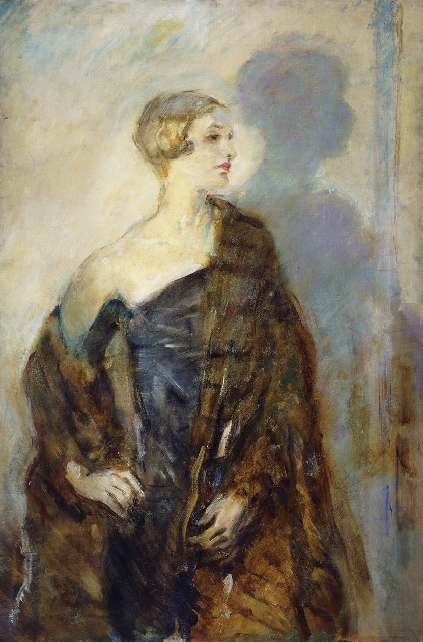 Portrait of Lady Abdy, Three-Quarter Length, Wearing a Fur Wrap by Ambrose McEvoy