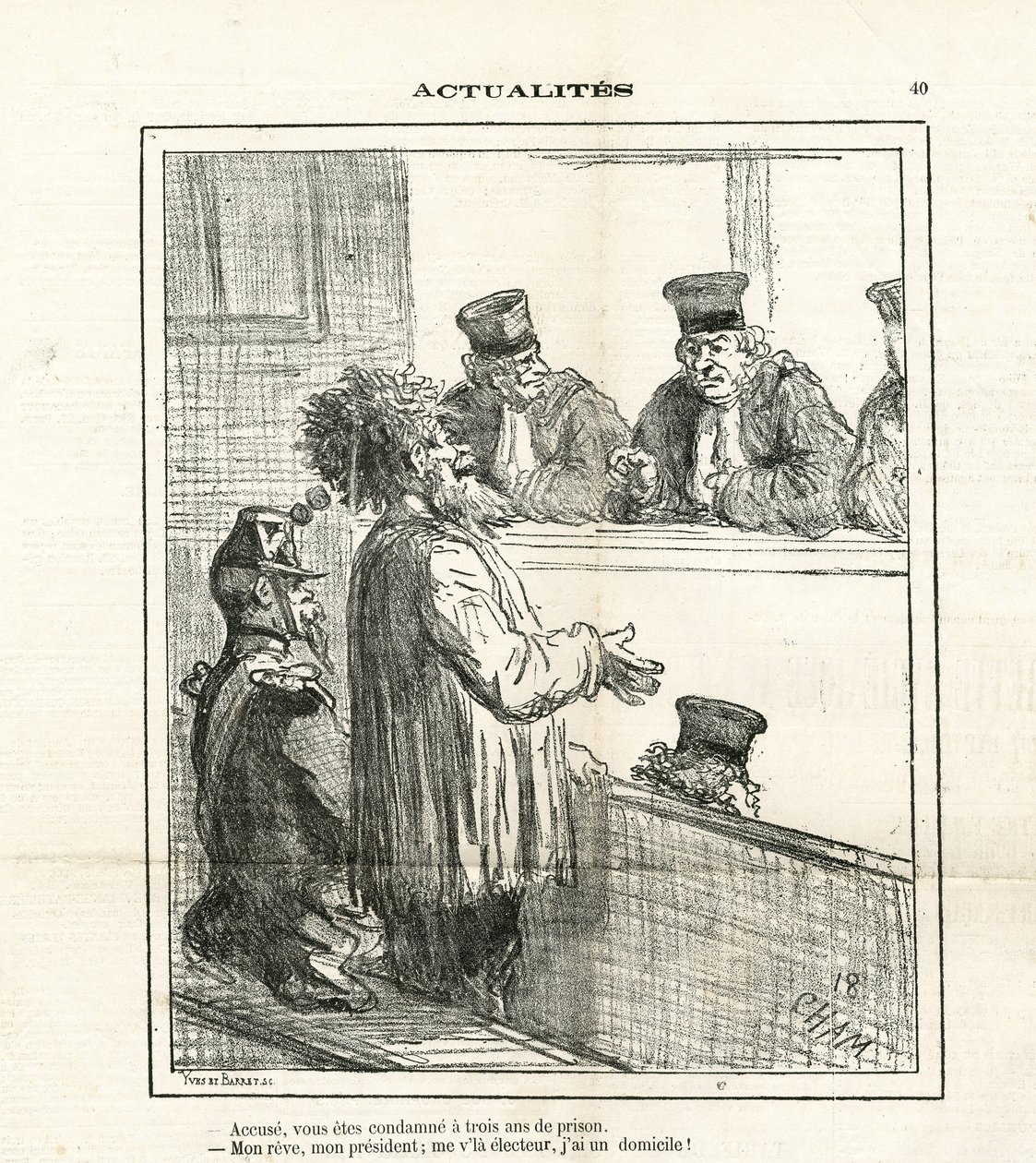 Illustration of Cham in Le Charivari by Amédée de Noé