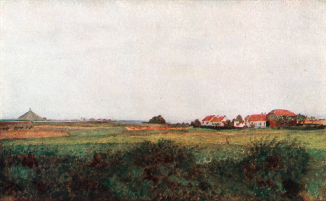 The Farm of La Belle Alliance, and the Mound Surmounted by the Belgian Lion, Waterloo by Amedee (after) Forestier