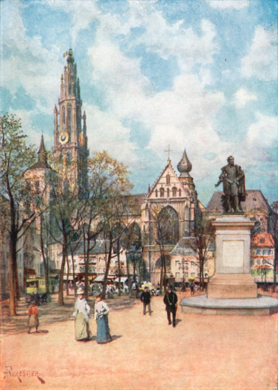 The Place Verte, Antwerp by Amedee (after) Forestier