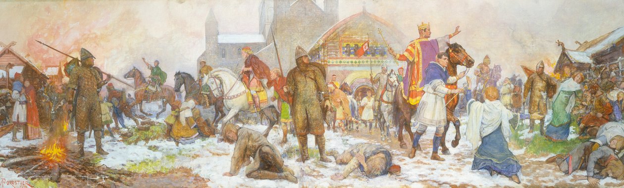 Episode at the Coronation of William I, London, Christmas Day, 1066 by Amedee Forestier