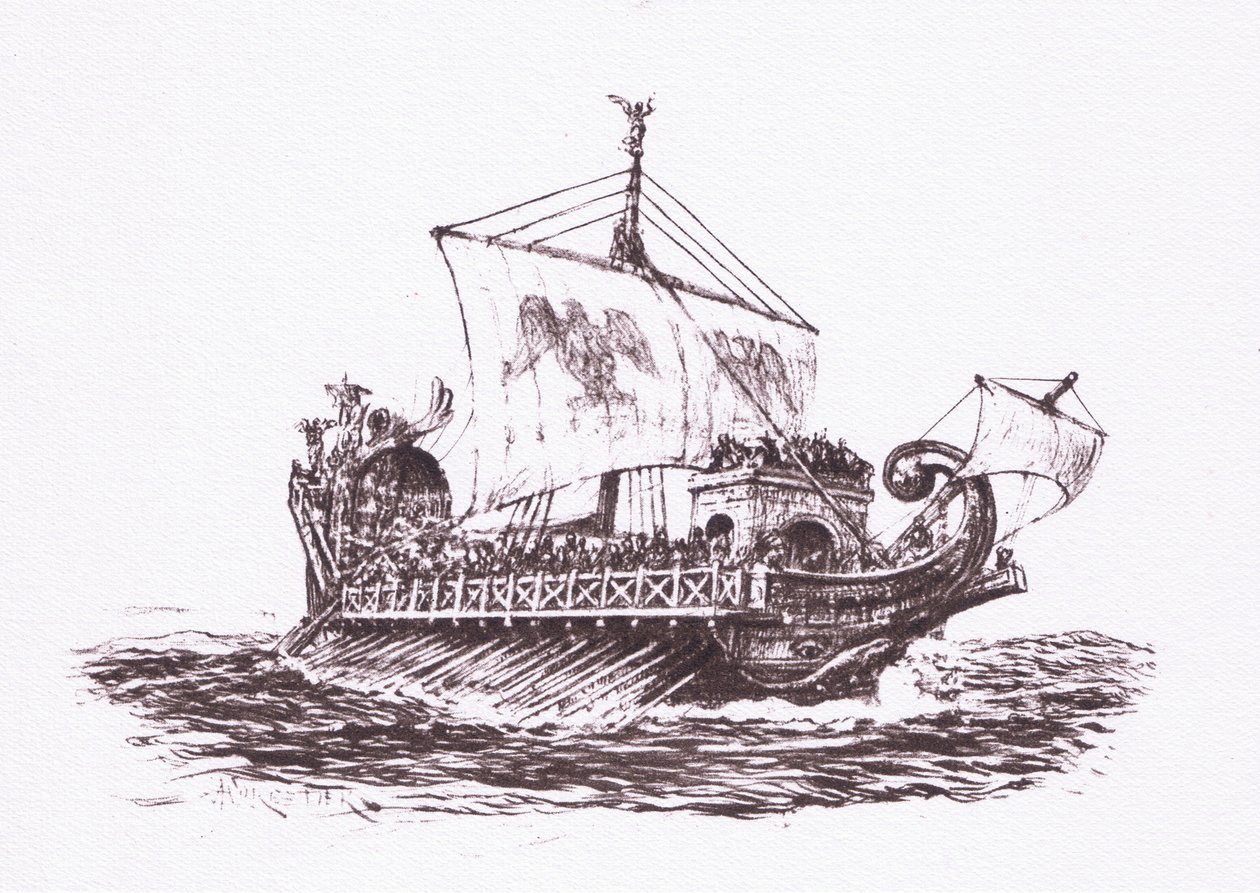 Fleet Patrol: Roman Ships (illustration from The Roman Soldier) by Amedee Forestier