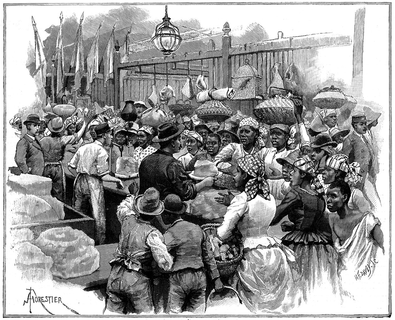 Ice stall in the market, Georgetown, Demerara, British Guiana, 1888 by Amedee Forestier
