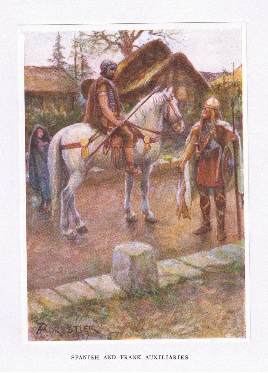 Spanish and Frank Auxiliaries (illustration from The Roman Soldier) by Amedee Forestier