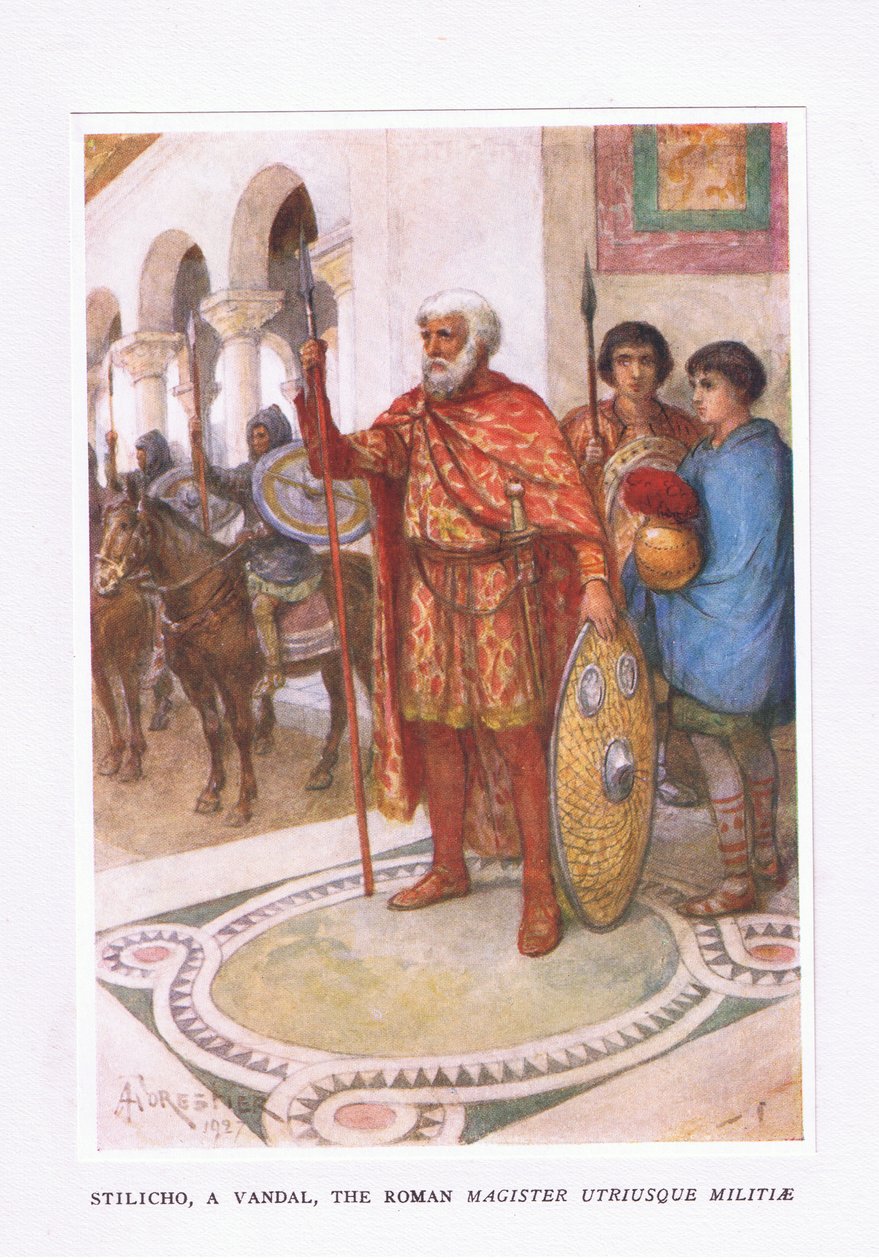 Stiliko, a Vandal, The Roman Magister Utriusque Militae (illustration from The Roman Soldier) by Amedee Forestier