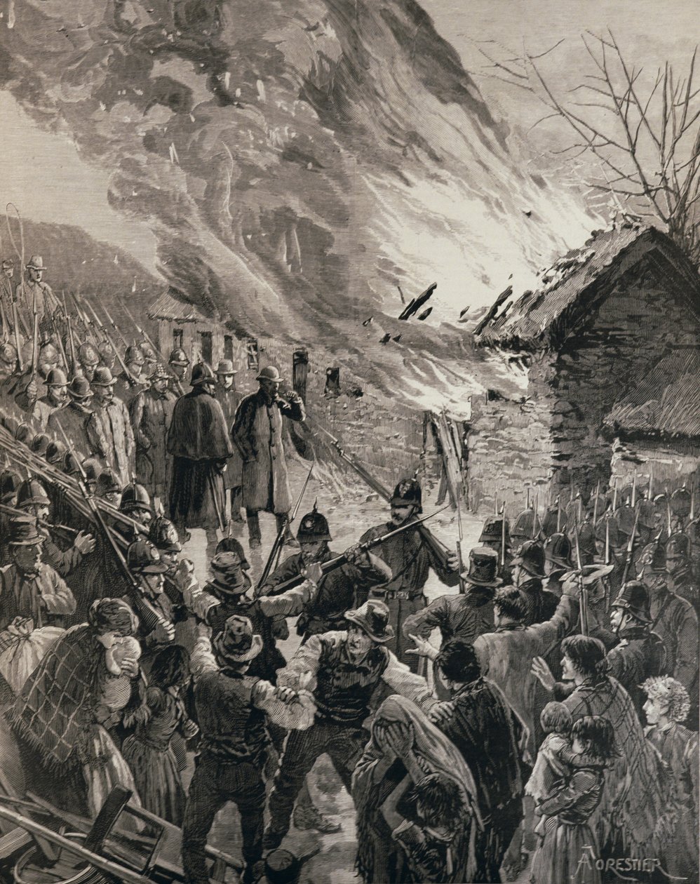 The Rent War in Ireland: Burning the Houses of Evicted Tenants at Glenbeigh, County Derry, from 