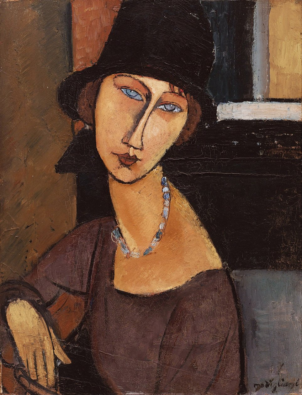 Jeanne Hebuterne wearing a hat by Amedeo Modigliani