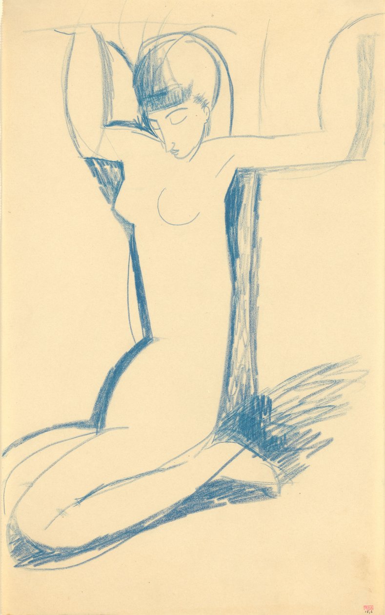 Kneeling Blue Caryatid, c. 1911 by Amedeo Modigliani