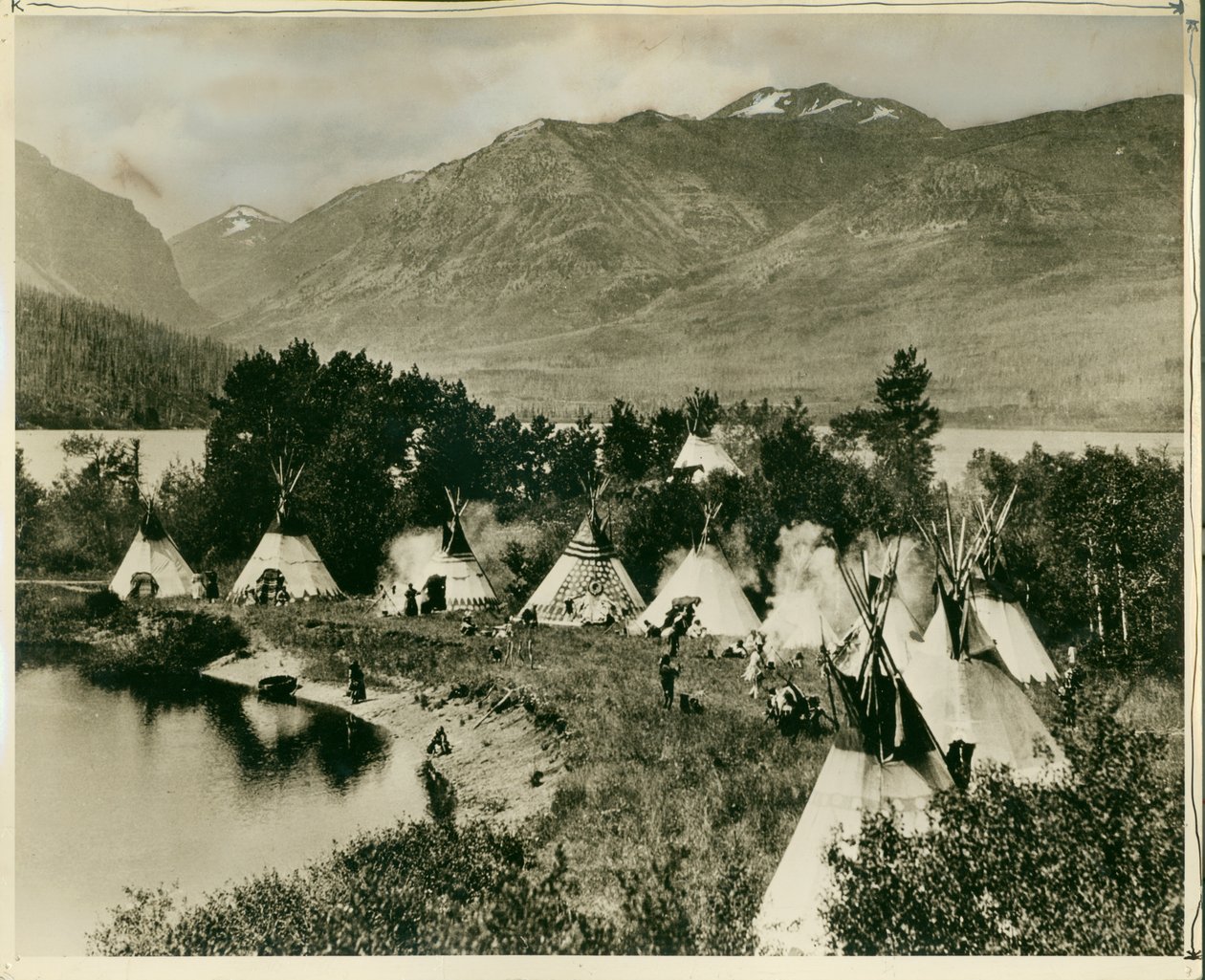 A Native American encampment by American Photographer