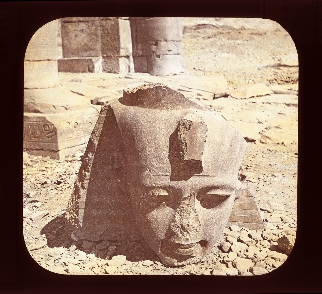 Egypt - The Ramesseum, head of the colossus of Ramses II, Thebes by American Photographer