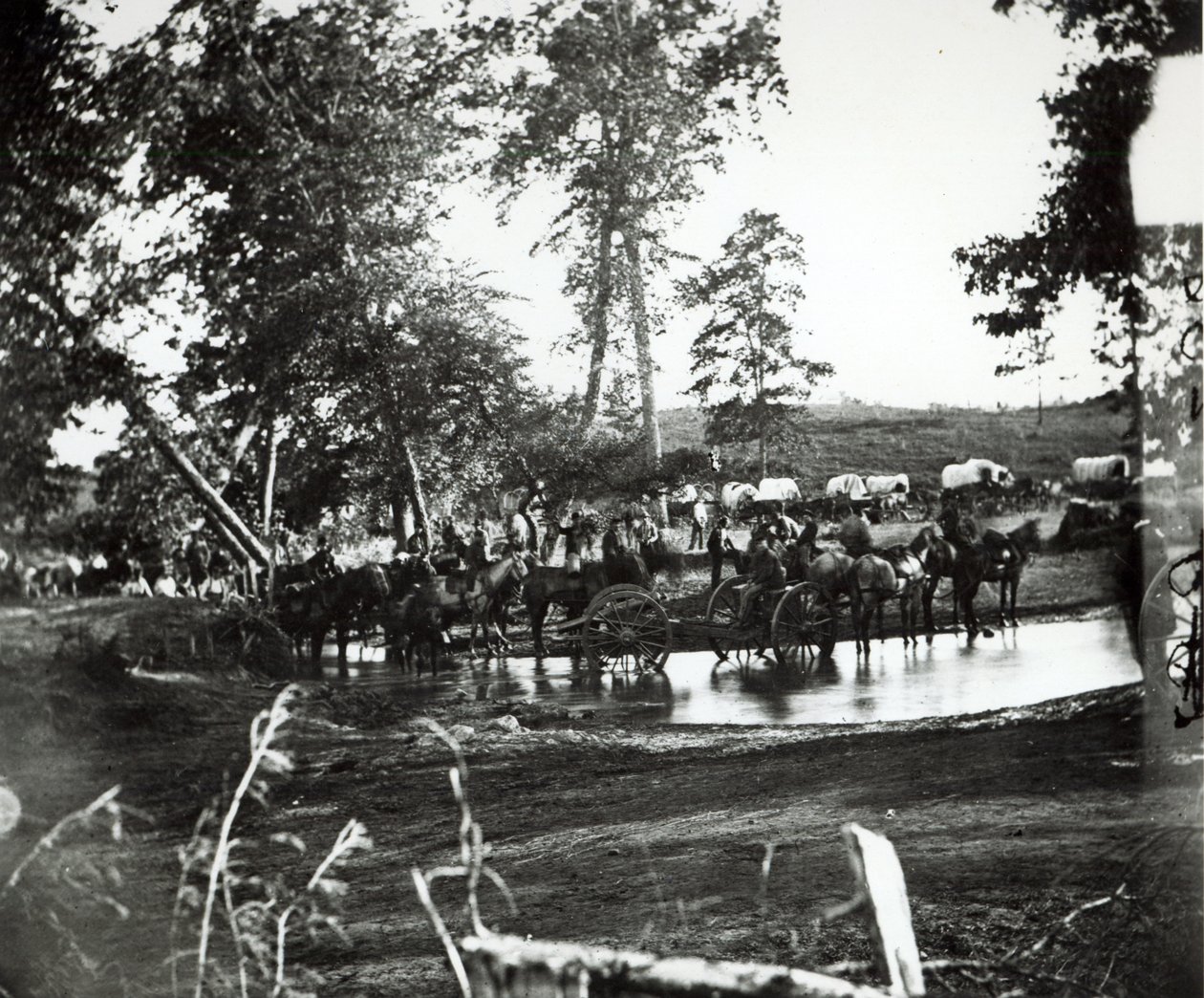 Federal Battery Fording a Tributary of the River Rappahannock on Battle Day, Cedar Mountain, Virginia, August 9th, 1862 by American Photographer