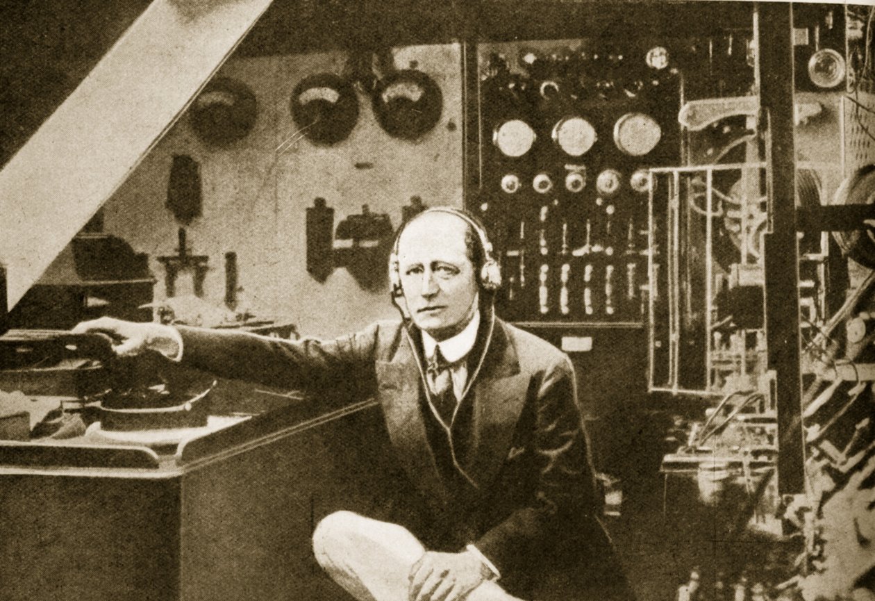 Guglielmo Marconi in the Wireless Cabin of His Yacht, Elettra by American Photographer