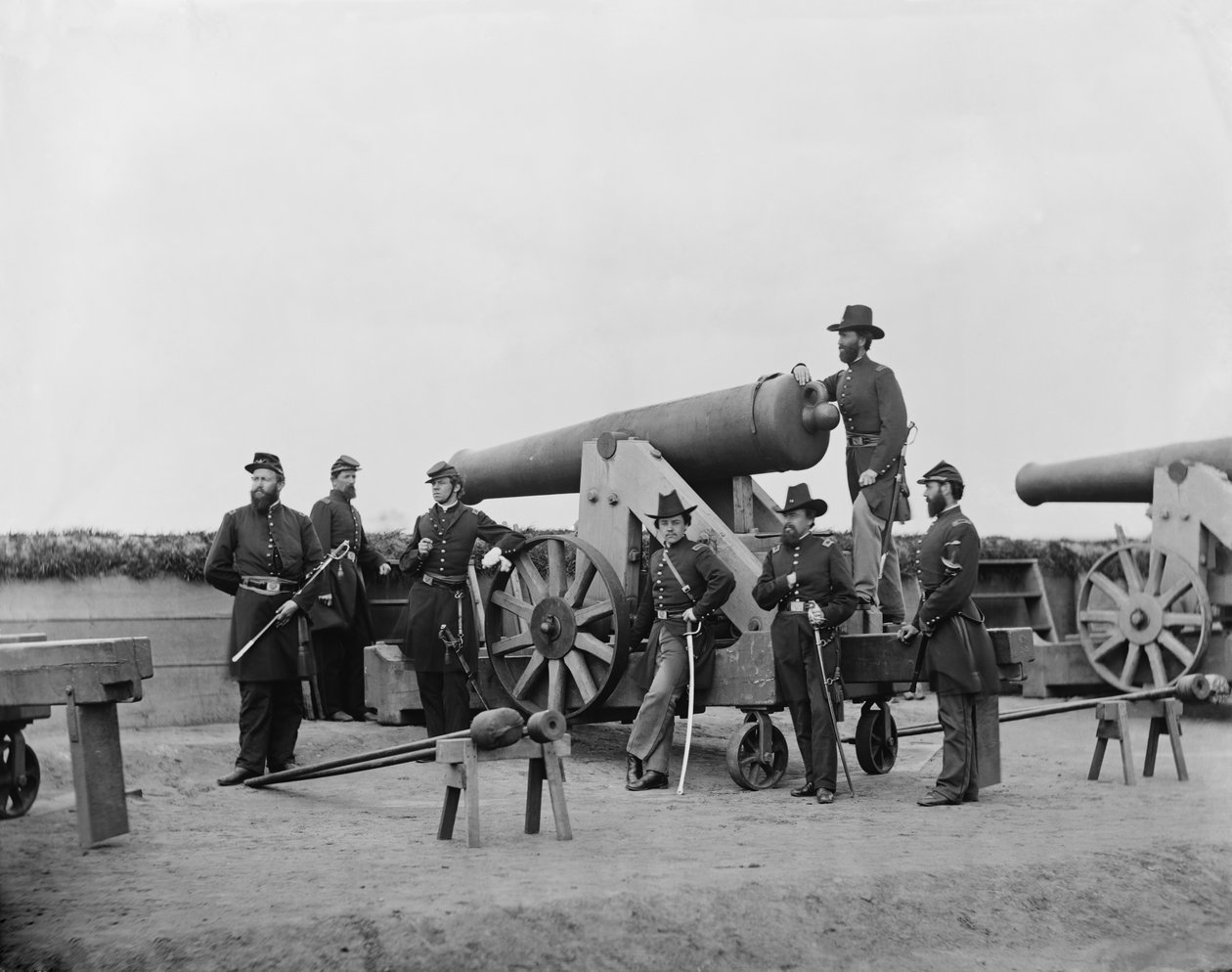 Officers Posing with a Heavy Gun Outside Washington, D.C., ca. 1862 by American Photographer