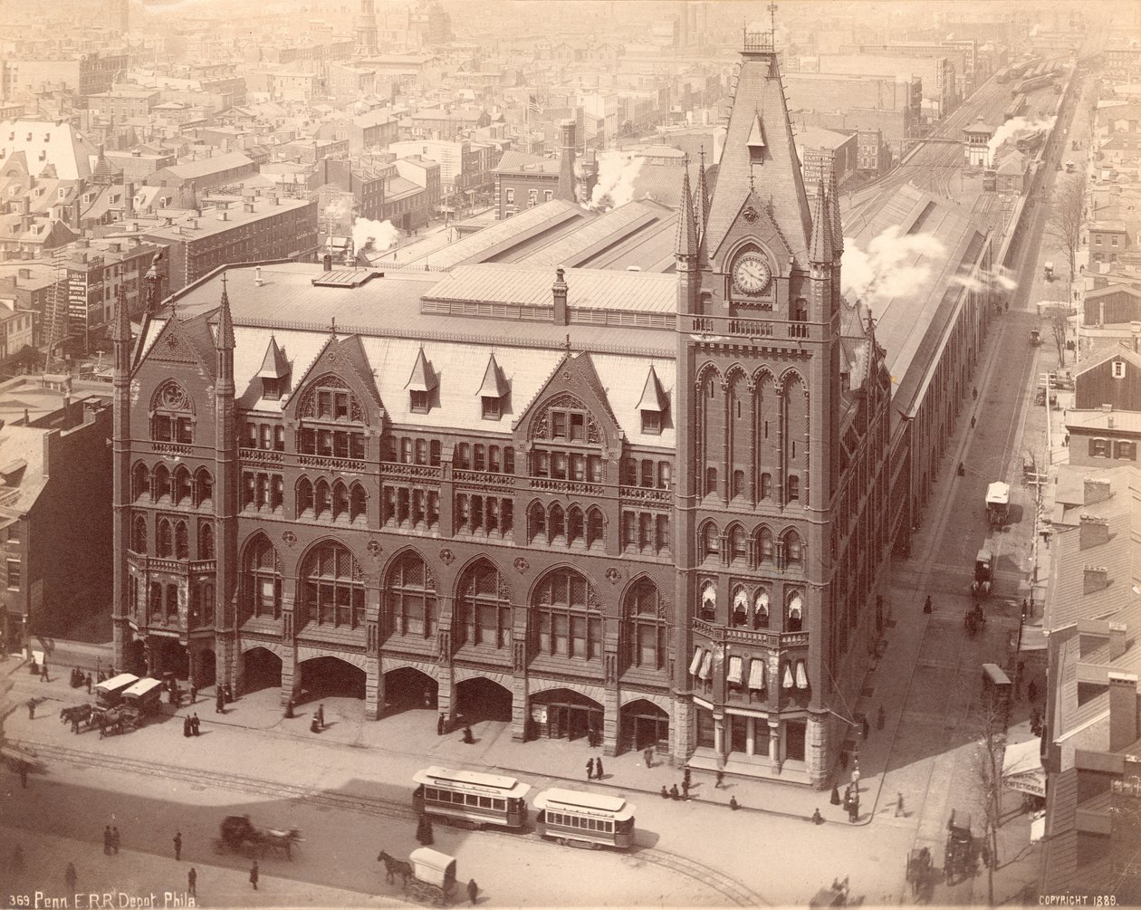 Pennsylvania Railroad Station, Market Street West at Penn Square, 1889 by American Photographer