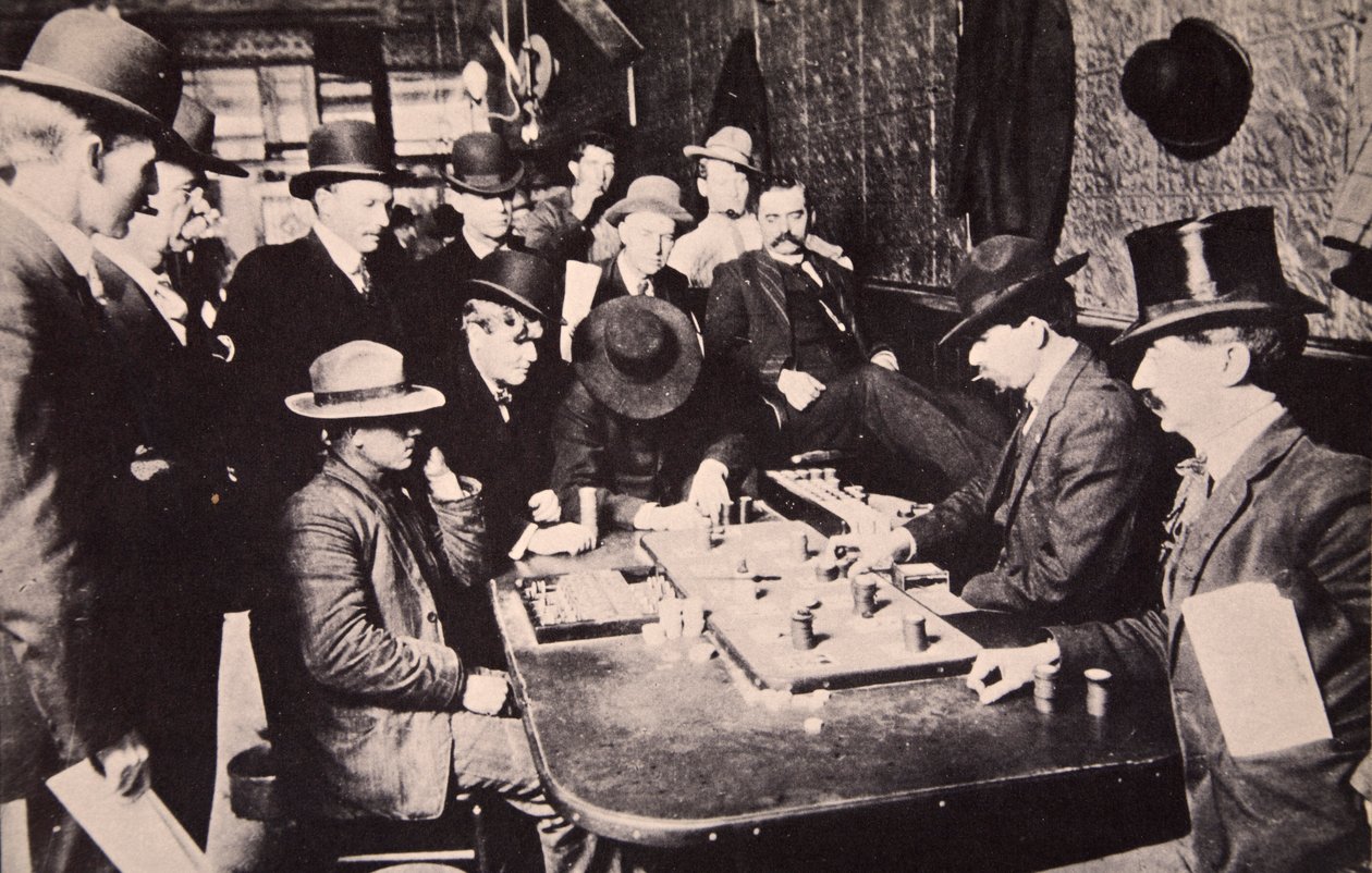 Playing Faro in the Orient Saloon at Bizbee, Arizona, 1903 by American Photographer