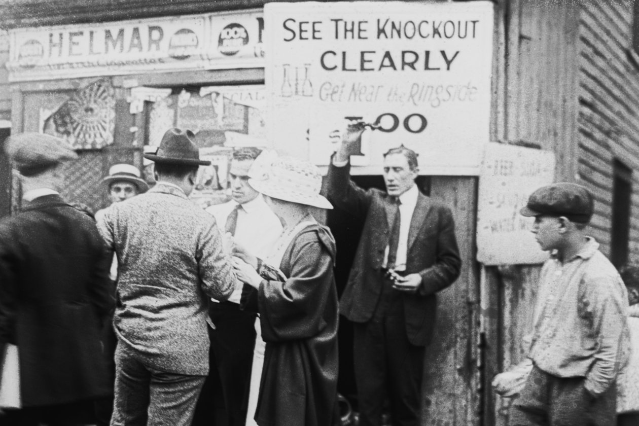Selling Opera Glasses for Best View of Boxing Match, New York, 1900 by American Photographer