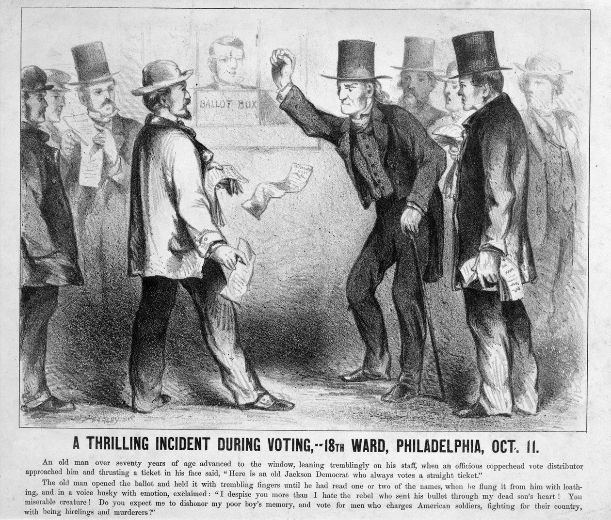 A Thrilling Incident During Voting, Philadelphia, c.1863 by American School