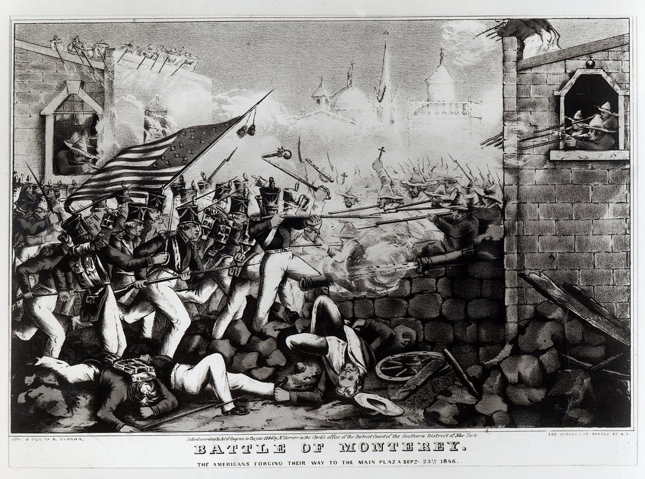 Battle of Monterey: The Americans Forcing their Way to the Main Plaza, September 23rd 1846, engraved and published by Nathanial Currier, 1846 by American School