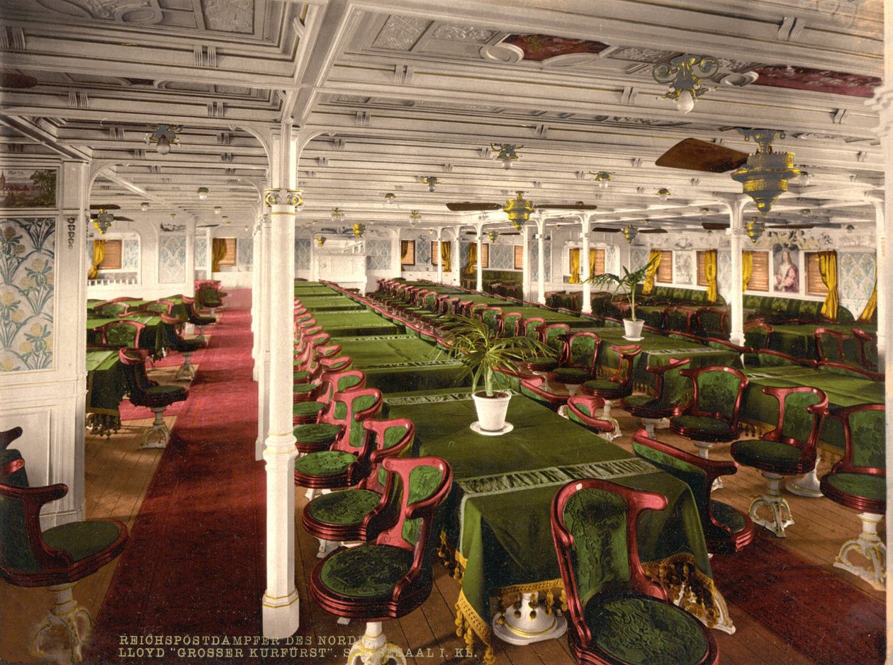 First Class Dining Room on Grosser Kurfurst, published c. 1899 by American School